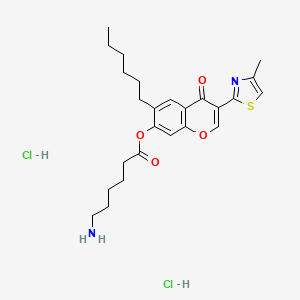 6-hexyl-3-(4-methyl-1,3-thiazol-2-yl)-4-oxo-4H-chromen-7-yl 6-aminohexanoate dihydrochloride