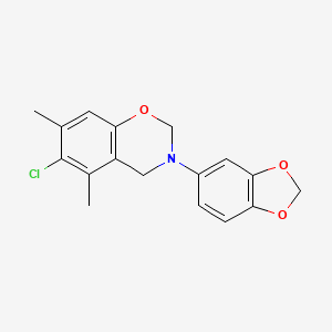 molecular formula C17H16ClNO3 B5989380 3-(2H-1,3-BENZODIOXOL-5-YL)-6-CHLORO-5,7-DIMETHYL-3,4-DIHYDRO-2H-1,3-BENZOXAZINE 