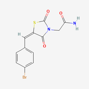 molecular formula C12H9BrN2O3S B5989385 2-[(5E)-5-[(4-bromophenyl)methylidene]-2,4-dioxo-1,3-thiazolidin-3-yl]acetamide 