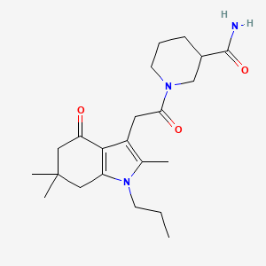 molecular formula C22H33N3O3 B5989401 1-[(2,6,6-trimethyl-4-oxo-1-propyl-4,5,6,7-tetrahydro-1H-indol-3-yl)acetyl]-3-piperidinecarboxamide 