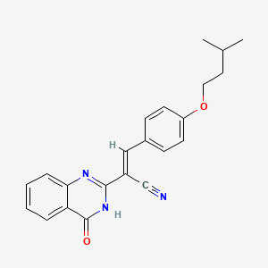 molecular formula C22H21N3O2 B5989413 3-[4-(3-methylbutoxy)phenyl]-2-(4-oxo-3,4-dihydro-2-quinazolinyl)acrylonitrile 