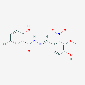 molecular formula C15H12ClN3O6 B5989490 5-chloro-2-hydroxy-N-[(E)-(4-hydroxy-3-methoxy-2-nitrophenyl)methylideneamino]benzamide 