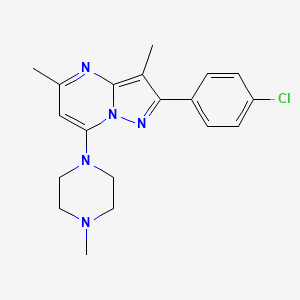 molecular formula C19H22ClN5 B5989577 2-(4-Chlorophenyl)-3,5-dimethyl-7-(4-methylpiperazin-1-yl)pyrazolo[1,5-a]pyrimidine 