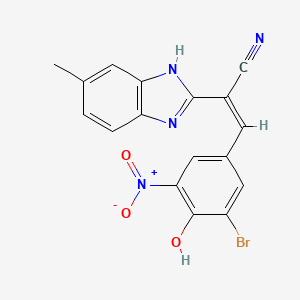 molecular formula C17H11BrN4O3 B5989599 (Z)-3-(3-bromo-4-hydroxy-5-nitrophenyl)-2-(6-methyl-1H-benzimidazol-2-yl)prop-2-enenitrile 