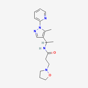 molecular formula C17H23N5O2 B5989707 N-[1-(5-methyl-1-pyridin-2-ylpyrazol-4-yl)ethyl]-3-(1,2-oxazolidin-2-yl)propanamide 