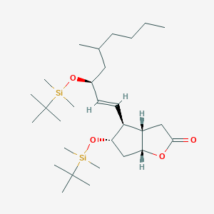 B598976 (3aS,4S,5S,6aR)-5-((tert-Butyldimethylsilyl)oxy)-4-((3S,E)-3-((tert-butyldimethylsilyl)oxy)-5-methylnon-1-en-1-yl)hexahydro-2H-cyclopenta[b]furan-2-one CAS No. 149585-88-6