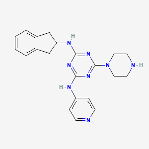 B598978 1,3,5-Triazine-2,4-diaMine, N2-(2,3-dihydro-1H-inden-2-yl)-6-(1-piperazinyl)-N4-4-pyridinyl- CAS No. 1197406-41-9