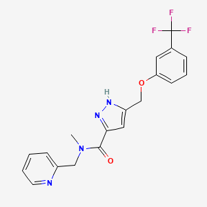 N-methyl-N-(pyridin-2-ylmethyl)-5-[[3-(trifluoromethyl)phenoxy]methyl]-1H-pyrazole-3-carboxamide