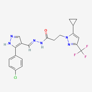 N-{(E)-1-[3-(4-CHLOROPHENYL)-1H-PYRAZOL-4-YL]METHYLIDENE}-3-[5-CYCLOPROPYL-3-(TRIFLUOROMETHYL)-1H-PYRAZOL-1-YL]PROPANOHYDRAZIDE