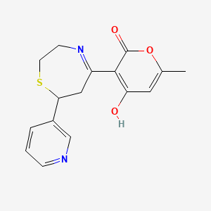 molecular formula C16H16N2O3S B5989933 4-Hydroxy-6-methyl-3-(7-pyridin-3-yl-2,3,6,7-tetrahydro-1,4-thiazepin-5-yl)pyran-2-one 