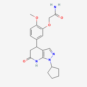 molecular formula C20H24N4O4 B5989941 2-[5-(1-cyclopentyl-6-oxo-4,5,6,7-tetrahydro-1H-pyrazolo[3,4-b]pyridin-4-yl)-2-methoxyphenoxy]acetamide 