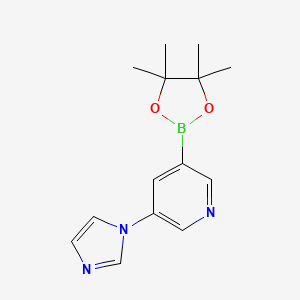 molecular formula C14H18BN3O2 B598999 3-(1H-咪唑-1-基)-5-(4,4,5,5-四甲基-1,3,2-二氧杂硼环-2-基)吡啶 CAS No. 1201644-45-2