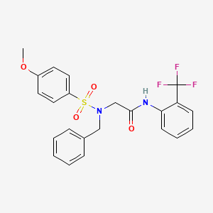 molecular formula C23H21F3N2O4S B5989993 N~2~-benzyl-N~2~-[(4-methoxyphenyl)sulfonyl]-N~1~-[2-(trifluoromethyl)phenyl]glycinamide 