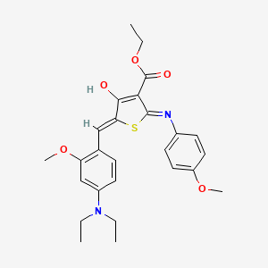 molecular formula C26H30N2O5S B5990060 ETHYL (5Z)-5-{[4-(DIETHYLAMINO)-2-METHOXYPHENYL]METHYLIDENE}-2-[(4-METHOXYPHENYL)AMINO]-4-OXO-4,5-DIHYDROTHIOPHENE-3-CARBOXYLATE 