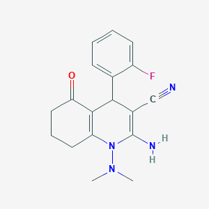 molecular formula C18H19FN4O B5990183 2-amino-1-(dimethylamino)-4-(2-fluorophenyl)-5-oxo-1,4,5,6,7,8-hexahydroquinoline-3-carbonitrile 