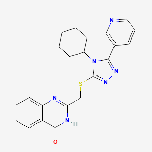 molecular formula C22H22N6OS B5990186 2-({[4-cyclohexyl-5-(3-pyridinyl)-4H-1,2,4-triazol-3-yl]thio}methyl)-4-quinazolinol 