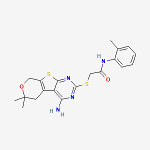 2-[(3-amino-12,12-dimethyl-11-oxa-8-thia-4,6-diazatricyclo[7.4.0.02,7]trideca-1(9),2,4,6-tetraen-5-yl)sulfanyl]-N-(2-methylphenyl)acetamide