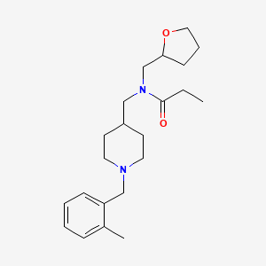 molecular formula C22H34N2O2 B5990228 N-{[1-(2-methylbenzyl)-4-piperidinyl]methyl}-N-(tetrahydro-2-furanylmethyl)propanamide 