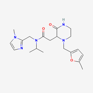 molecular formula C20H29N5O3 B5990234 N-isopropyl-2-{1-[(5-methyl-2-furyl)methyl]-3-oxo-2-piperazinyl}-N-[(1-methyl-1H-imidazol-2-yl)methyl]acetamide 