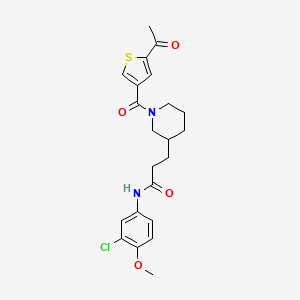 molecular formula C22H25ClN2O4S B5990259 3-{1-[(5-acetyl-3-thienyl)carbonyl]-3-piperidinyl}-N-(3-chloro-4-methoxyphenyl)propanamide 