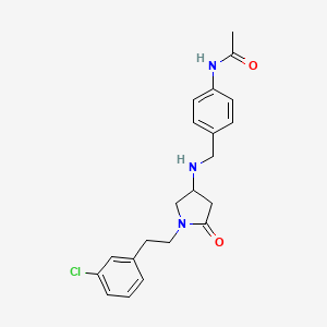 molecular formula C21H24ClN3O2 B5990285 N-{4-[({1-[2-(3-chlorophenyl)ethyl]-5-oxo-3-pyrrolidinyl}amino)methyl]phenyl}acetamide 