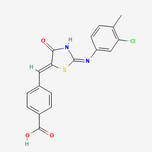 molecular formula C18H13ClN2O3S B5990315 4-({2-[(3-chloro-4-methylphenyl)imino]-4-oxo-1,3-thiazolidin-5-ylidene}methyl)benzoic acid 