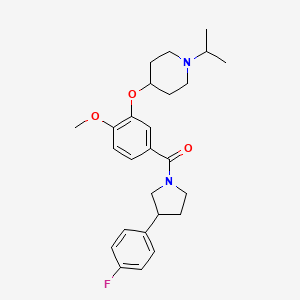 molecular formula C26H33FN2O3 B5990401 4-(5-{[3-(4-fluorophenyl)-1-pyrrolidinyl]carbonyl}-2-methoxyphenoxy)-1-isopropylpiperidine 