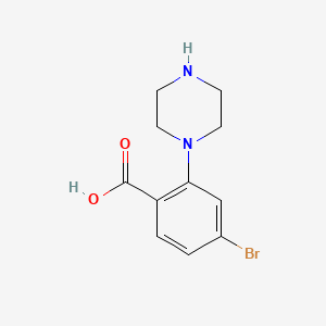 molecular formula C11H13BrN2O2 B599047 4-Bromo-2-piperazinobenzoic acid CAS No. 1197193-25-1
