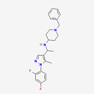 molecular formula C24H28F2N4 B5990471 1-benzyl-N-{1-[1-(2,4-difluorophenyl)-5-methyl-1H-pyrazol-4-yl]ethyl}-4-piperidinamine 