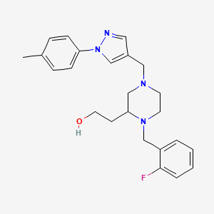 molecular formula C24H29FN4O B5990551 2-(1-(2-fluorobenzyl)-4-{[1-(4-methylphenyl)-1H-pyrazol-4-yl]methyl}-2-piperazinyl)ethanol 