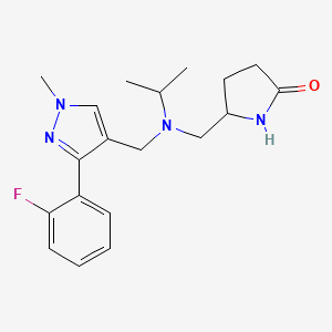 molecular formula C19H25FN4O B5990554 5-{[{[3-(2-fluorophenyl)-1-methyl-1H-pyrazol-4-yl]methyl}(isopropyl)amino]methyl}-2-pyrrolidinone 