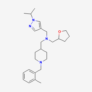 molecular formula C26H40N4O B5990571 1-[1-[(2-methylphenyl)methyl]piperidin-4-yl]-N-(oxolan-2-ylmethyl)-N-[(1-propan-2-ylpyrazol-4-yl)methyl]methanamine 