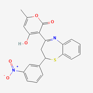 molecular formula C21H16N2O5S B5990589 4-hydroxy-6-methyl-3-[2-(3-nitrophenyl)-2,3-dihydro-1,5-benzothiazepin-4-yl]-2H-pyran-2-one 