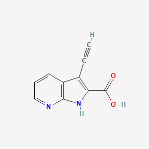 molecular formula C10H6N2O2 B599061 1H-Pyrrolo[2,3-b]pyridine-2-carboxylic acid, 3-ethynyl- CAS No. 1204475-96-6