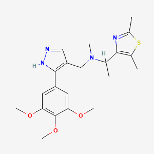 molecular formula C21H28N4O3S B5990612 1-(2,5-dimethyl-1,3-thiazol-4-yl)-N-methyl-N-{[3-(3,4,5-trimethoxyphenyl)-1H-pyrazol-4-yl]methyl}ethanamine 