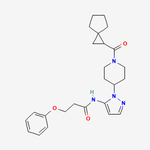 molecular formula C25H32N4O3 B5990625 3-phenoxy-N-{1-[1-(spiro[2.4]hept-1-ylcarbonyl)-4-piperidinyl]-1H-pyrazol-5-yl}propanamide 