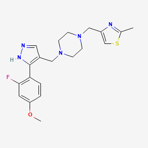 1-{[3-(2-fluoro-4-methoxyphenyl)-1H-pyrazol-4-yl]methyl}-4-[(2-methyl-1,3-thiazol-4-yl)methyl]piperazine