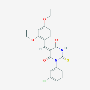 molecular formula C21H19ClN2O4S B5990640 (5E)-1-(3-chlorophenyl)-5-[(2,4-diethoxyphenyl)methylidene]-2-sulfanylidene-1,3-diazinane-4,6-dione 