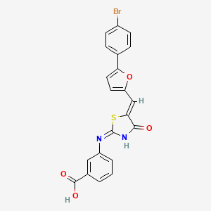 3-{[(2E,5Z)-5-{[5-(4-bromophenyl)furan-2-yl]methylidene}-4-oxo-1,3-thiazolidin-2-ylidene]amino}benzoic acid