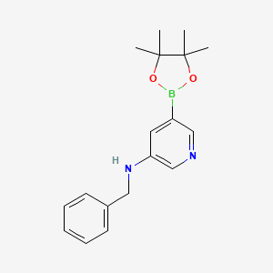 molecular formula C18H23BN2O2 B599066 N-Benzyl-5-(4,4,5,5-tetramethyl-1,3,2-dioxaborolan-2-YL)pyridin-3-amine CAS No. 1201645-45-5