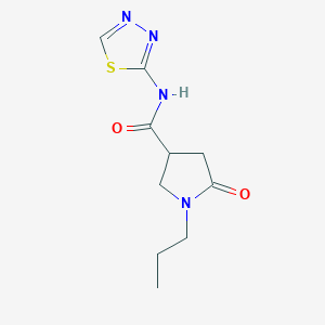 molecular formula C10H14N4O2S B5990675 5-oxo-1-propyl-N-1,3,4-thiadiazol-2-yl-3-pyrrolidinecarboxamide 