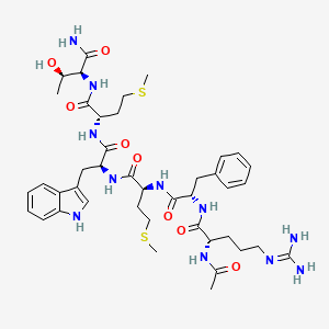 molecular formula C42H61N11O8S2 B599068 (2S)-2-acetamido-N-[(2S)-1-[[(2S)-1-[[(2S)-1-[[(2S)-1-[[(2S,3R)-1-amino-3-hydroxy-1-oxobutan-2-yl]amino]-4-methylsulfanyl-1-oxobutan-2-yl]amino]-3-(1H-indol-3-yl)-1-oxopropan-2-yl]amino]-4-methylsulfanyl-1-oxobutan-2-yl]amino]-1-oxo-3-phenylpropan-2-yl]-5-(diaminomethylideneamino)pentanamide CAS No. 152274-65-2