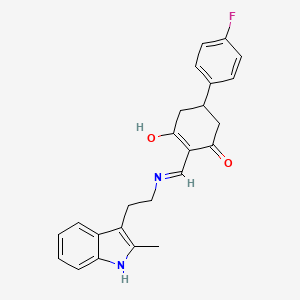 5-(4-fluorophenyl)-2-({[2-(2-methyl-1H-indol-3-yl)ethyl]amino}methylidene)cyclohexane-1,3-dione