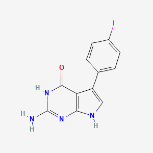 molecular formula C12H9IN4O B599072 2-Amino-5-(4-iodophenyl)-3H-pyrrolo[2,3-D]pyrimidin-4(7H)-one CAS No. 1204298-51-0