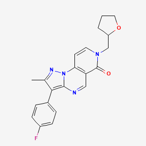 molecular formula C21H19FN4O2 B5990743 3-(4-fluorophenyl)-2-methyl-7-(tetrahydrofuran-2-ylmethyl)pyrazolo[1,5-a]pyrido[3,4-e]pyrimidin-6(7H)-one 