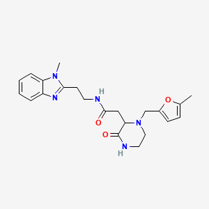 molecular formula C22H27N5O3 B5990776 N-[2-(1-methylbenzimidazol-2-yl)ethyl]-2-[1-[(5-methylfuran-2-yl)methyl]-3-oxopiperazin-2-yl]acetamide 