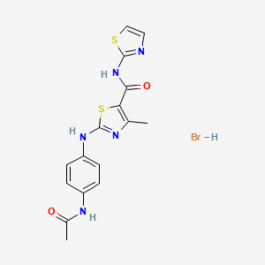 2-(4-acetamidoanilino)-4-methyl-N-(1,3-thiazol-2-yl)-1,3-thiazole-5-carboxamide;hydrobromide