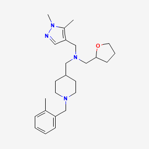 N-[(1,5-dimethylpyrazol-4-yl)methyl]-1-[1-[(2-methylphenyl)methyl]piperidin-4-yl]-N-(oxolan-2-ylmethyl)methanamine