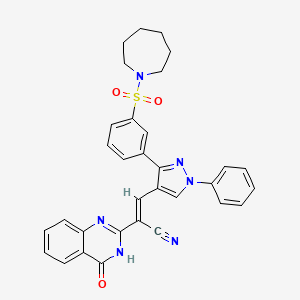 molecular formula C32H28N6O3S B5990952 3-{3-[3-(1-azepanylsulfonyl)phenyl]-1-phenyl-1H-pyrazol-4-yl}-2-(4-oxo-3,4-dihydro-2-quinazolinyl)acrylonitrile 