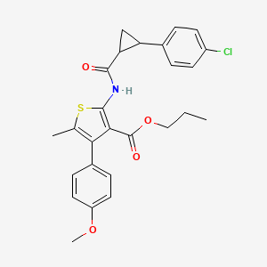 molecular formula C26H26ClNO4S B5990956 propyl 2-({[2-(4-chlorophenyl)cyclopropyl]carbonyl}amino)-4-(4-methoxyphenyl)-5-methyl-3-thiophenecarboxylate 